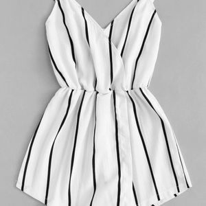 Black and white striped romper